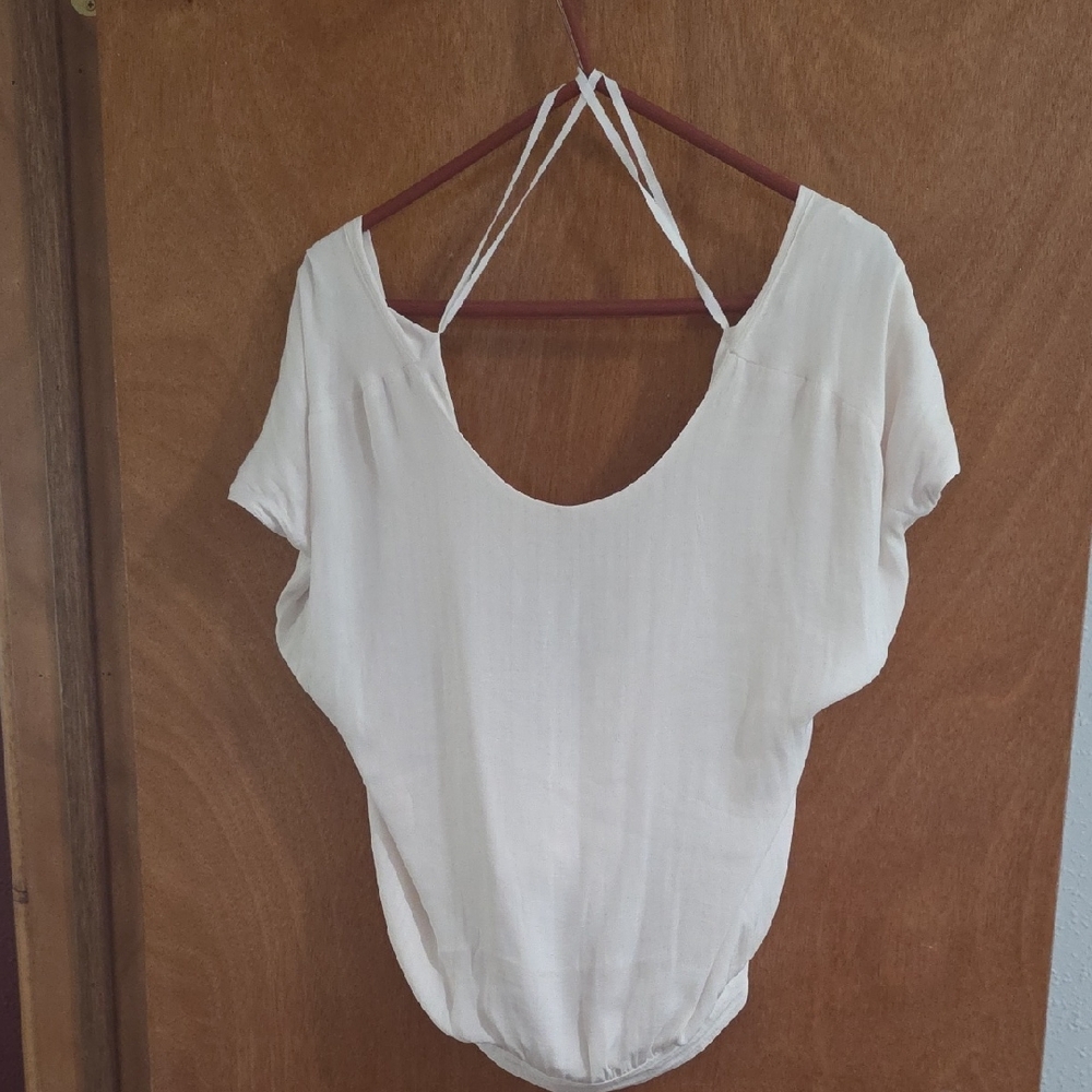 Anthropologie Cream Blouse with Strappy Back